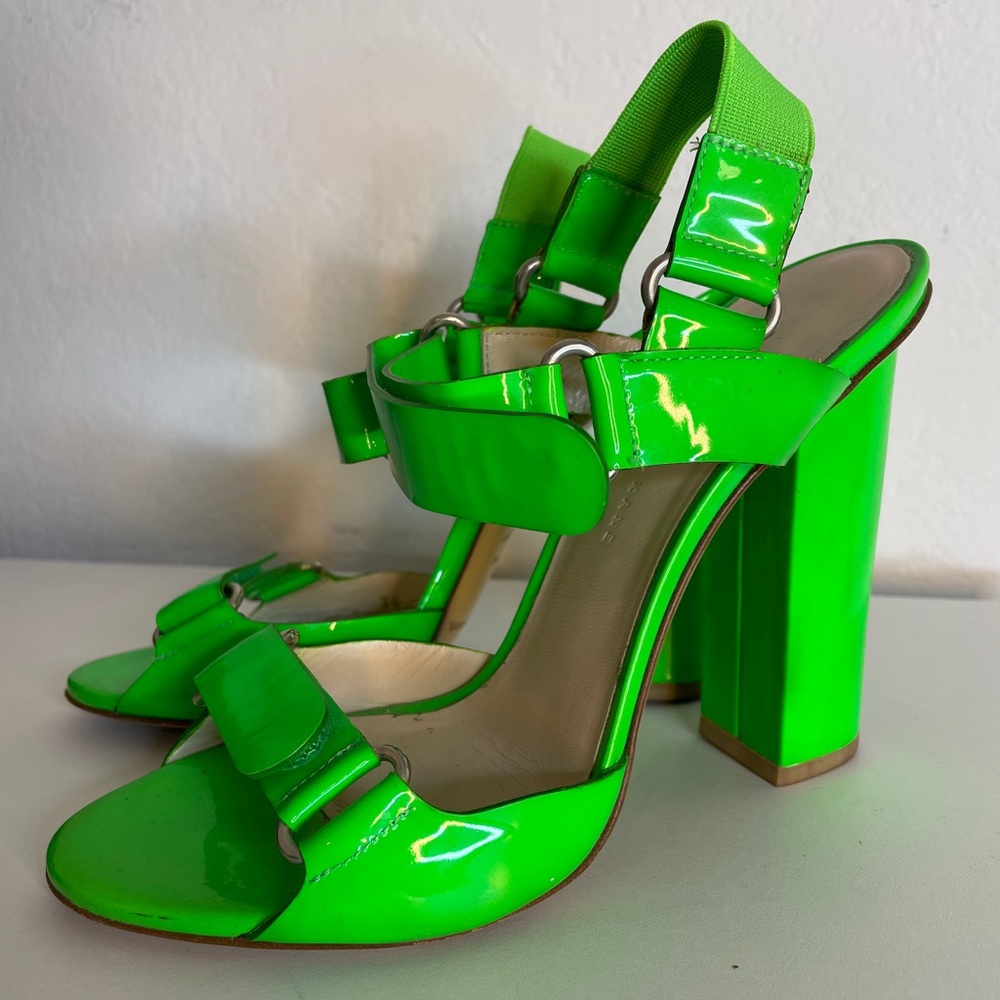 christopher kane neon green block heels
